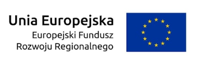 Logo consisting of text "Unia Europejska" on top, with "Europejski Fundusz Rozwoju Regionalnego" below it, next to a flag with a blue background and a circle of twelve golden stars.